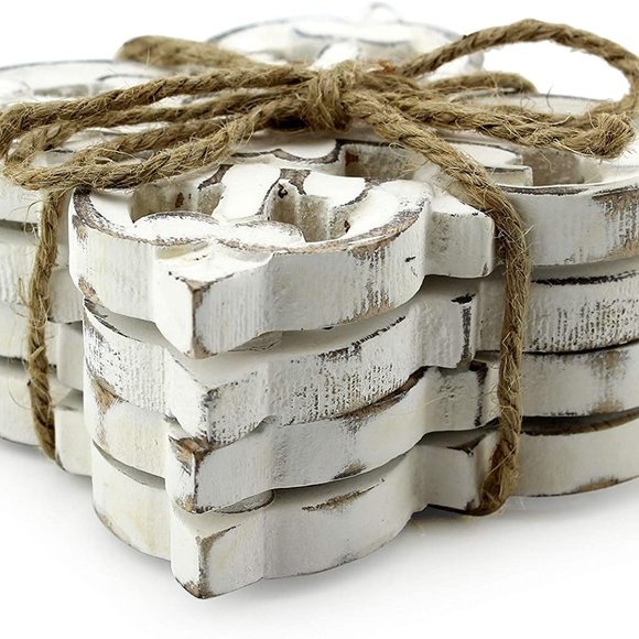 New Handmade Carved Wooden Absorbent Coasters - Picture 3 of 4